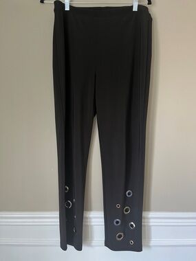 Joseph Ribcoff Black Women's Grommet Detail Straight-Leg Pants, Size 10